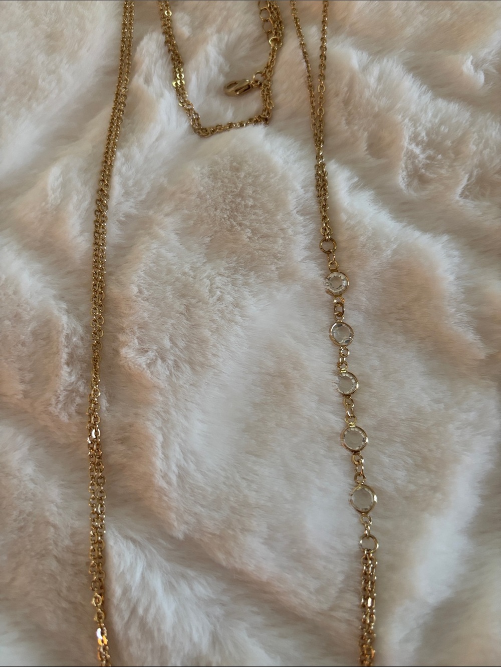 Gold Crystal Accent Long Body Necklace - Women Jewelry